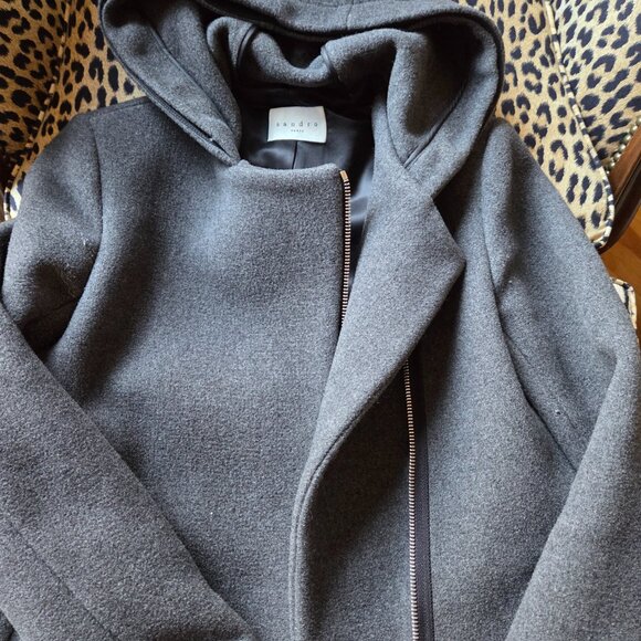 Beautiful Wool Blend Gray SANDRO Jacket sz 36 - Picture 4 of 10